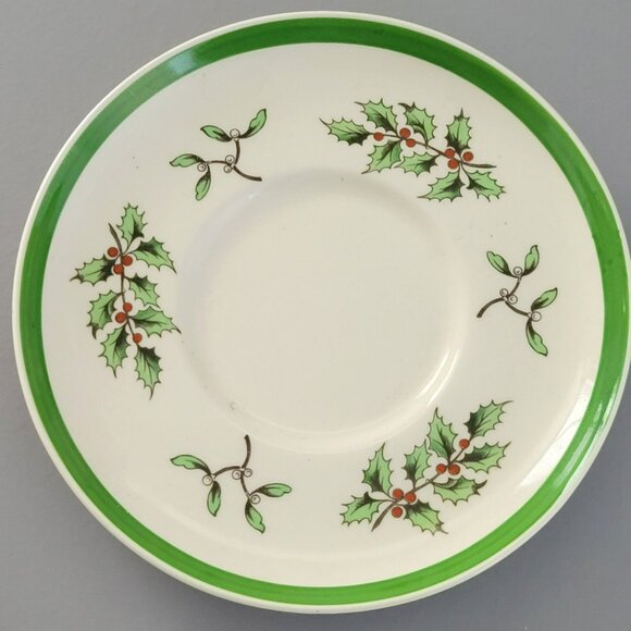 Vintage Spode England Christmas Tree Holly Berry Demitasse Cup & Saucer Set - Picture 3 of 10